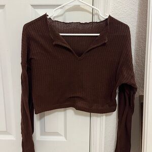 Brown Long Sleeve Women's Top